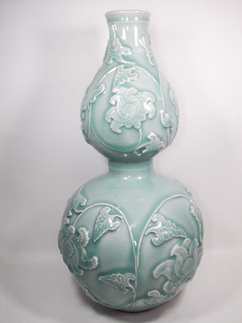 龍泉窯 青磁瓢箪花瓶